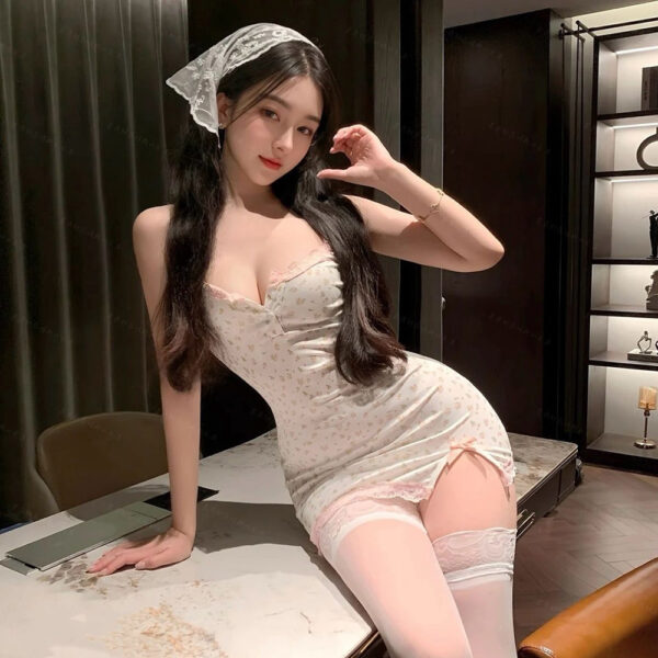 Sexy dress nightgown with chest cushion