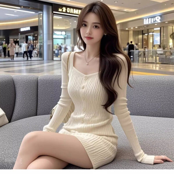 1767778746930--1732420434 Square neck knitted dress
