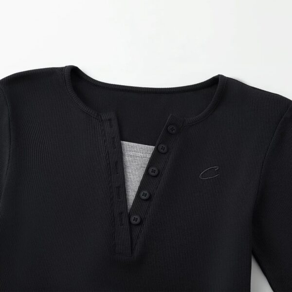 V-neck Layered Front Button Tops