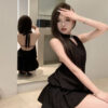 Summer backless halter dress