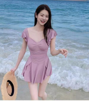Purple one-piece swimsuit