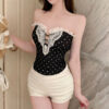 O1CN01BwQjda2B5xjrjRPcl_!!2215641828288-0-cib Vintage Dot Print Off Shoulder Lace Bustier Tube Top